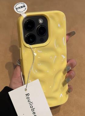 黄色陨石纹适用iPhone15promax手机壳苹果14pro新款16promax个性创意13小众12保护套11硅胶防摔15plus软壳男