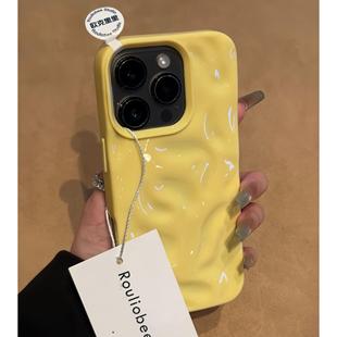黄色陨石纹适用iPhone15promax手机壳苹果14pro新款 创意13小众12保护套11硅胶防摔15plus软壳男 16promax个性