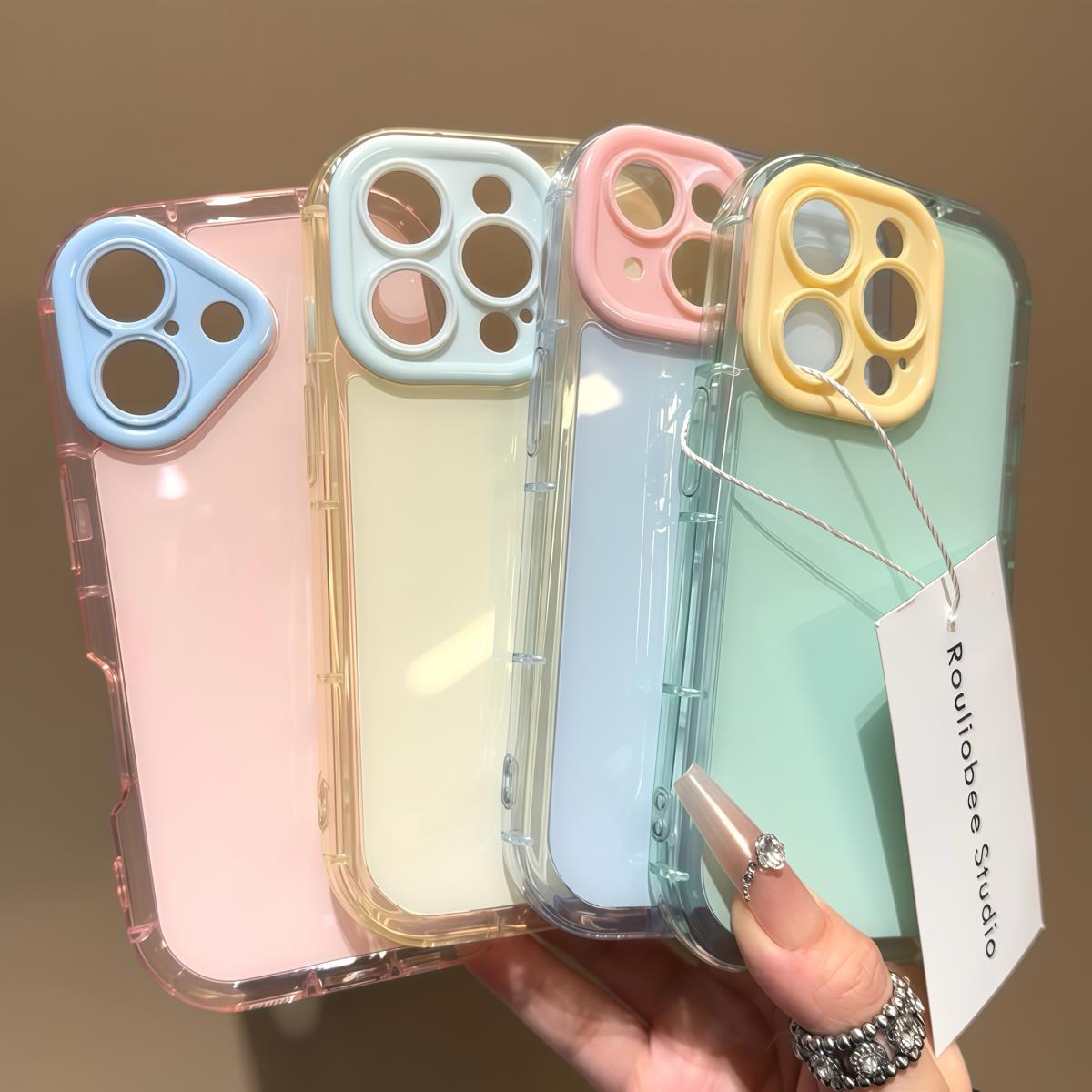 撞色果冻适用苹果16手机壳iPhone15promax新款13/12华为mate70荣耀300简约vivos20爆款oppo小米14气囊11防摔