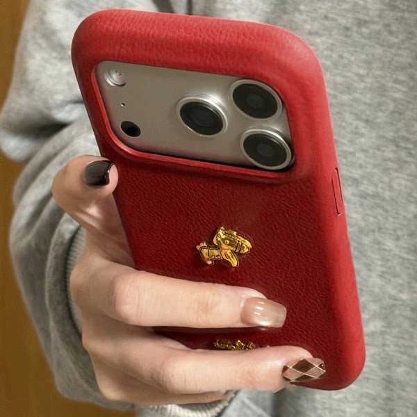金箔小马网红手机壳皮纹防摔