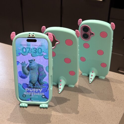 卡通立体硅胶软萌小怪兽适用苹果iphone16Promax可爱小众15pro少女心14防摔高级感新款13pro个性全包17手机壳