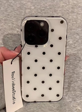 简约白色波点适用苹果16手机壳iPhone15promax新款p70华为mate60荣耀300可爱vivos20卡通oppo小米14红米13/套