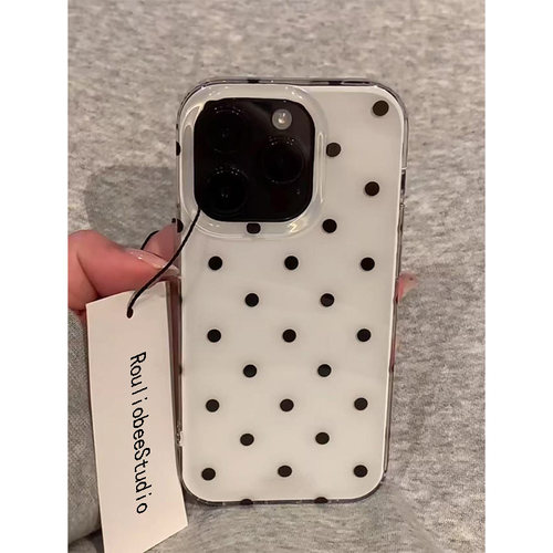 简约白色波点适用苹果16手机壳iPhone15promax新款p70华为mate60荣耀300可爱vivos20卡通oppo小米14红米13/套