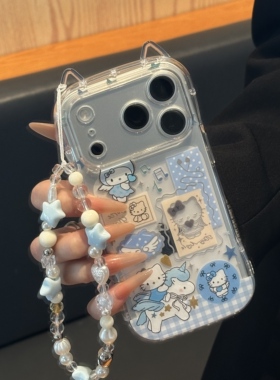 独角兽kt猫适用iPhone15promax手机壳苹果17pro新款手链16promax可爱卡通13猫耳朵12保护套11防摔14plus软壳