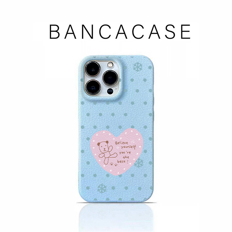 波点雪花小熊适用苹果17promax手机壳iphone15pro新款16卡通13荣耀400皮纹14华为p70vivo小米17pro高颜值oppo