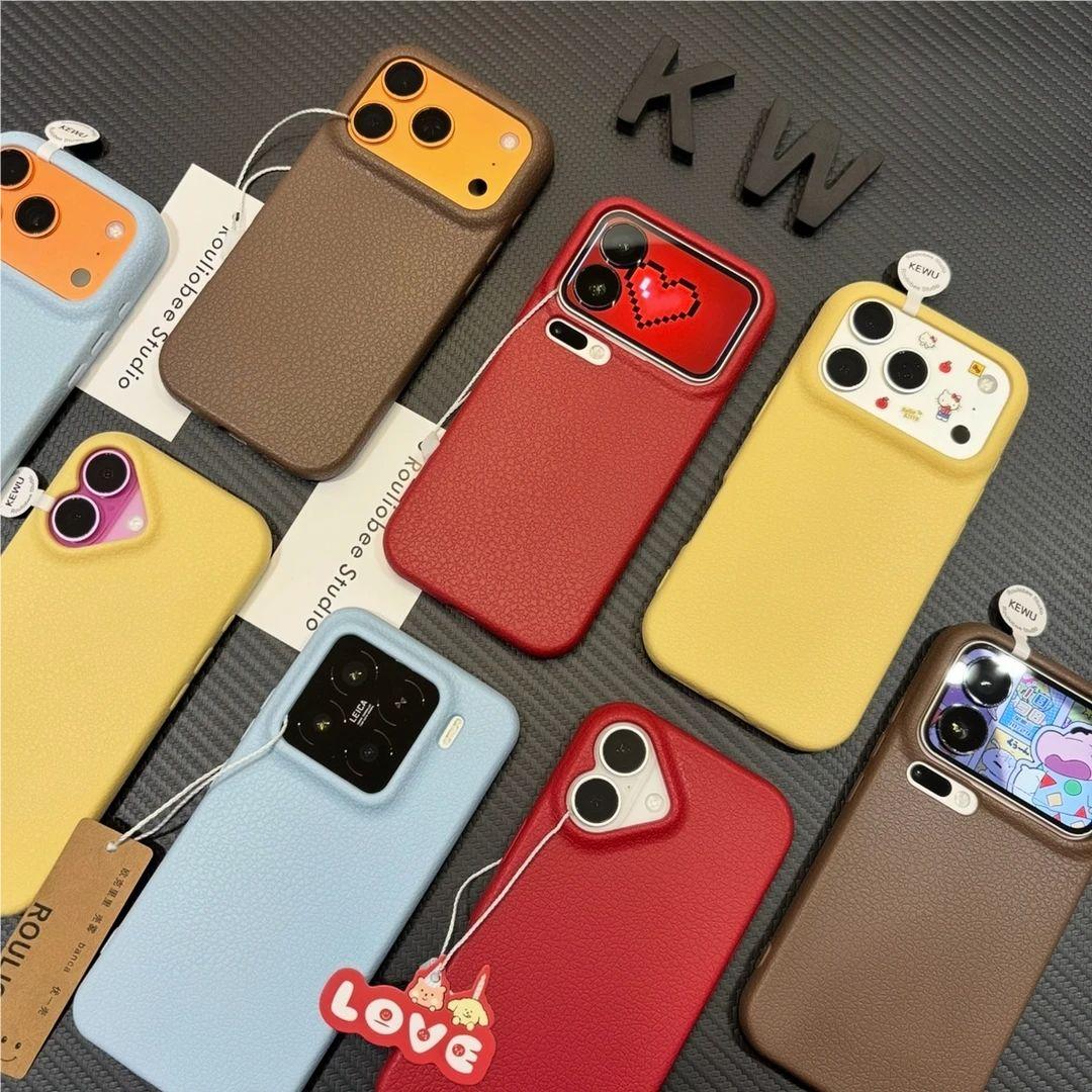 高级皮纹适用苹果16promax手机壳iphone15新款14plus简约13荣耀300保护套12华为p70vivos30软壳oppo小米17pro