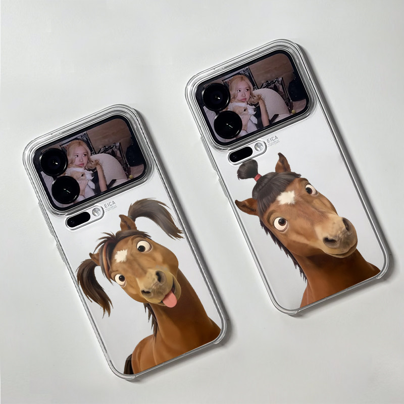 抽象丸子头马适用苹果17手机壳iPhone15promax新款16华为p70荣耀300防摔13小米14透明vivo全包oppo软壳findx8