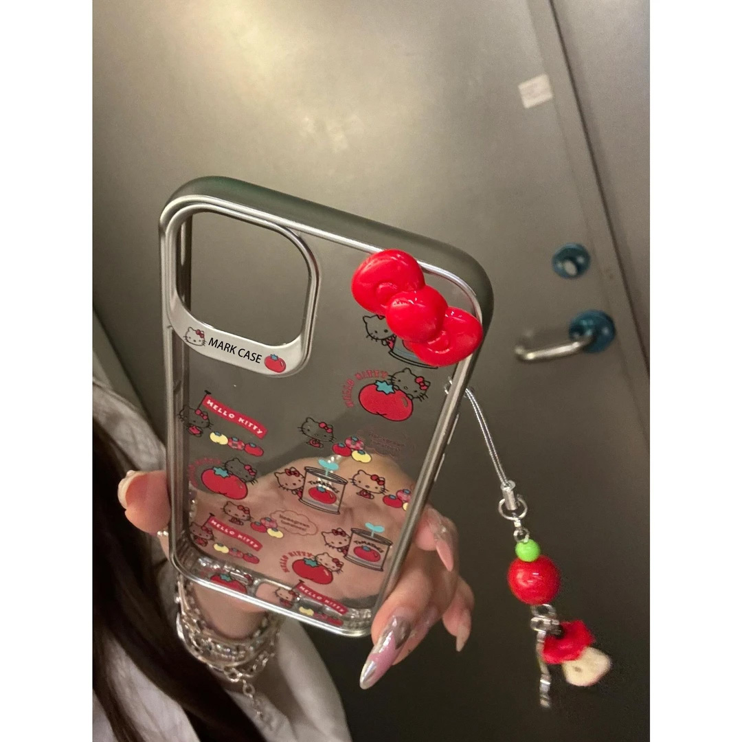 电镀幻影kitty适用苹果15promax手机壳iphone14pro新款16promax可爱卡通13小众12保护套11挂坠xsmax蝴蝶结女