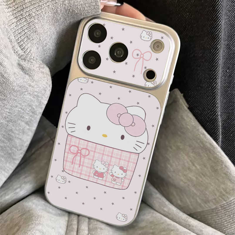 粉色猫咪适用苹果16promax手机壳iPhone15新款13华为mate80荣耀p70电镀秒变壳opporeno15小米17pro卡通红米14