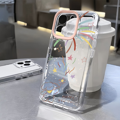 烟花小狗适用苹果17pro手机壳iPhone15promax新款16pro华为p70荣耀300防摔13小米14透明vivo全包oppo软壳1211
