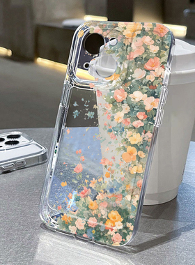 ins风鲜花适用苹果14手机壳iPhone15promax新款nova12华为mate60荣耀16防摔11小米13透明vivo全包oppo软壳k70