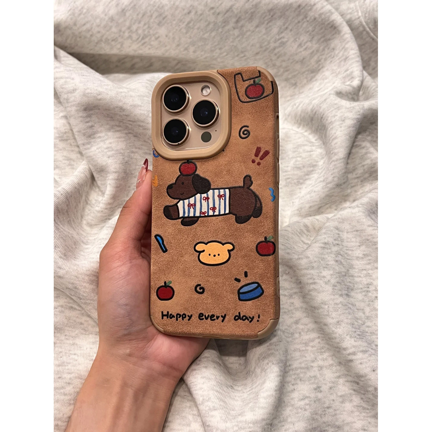 腊肠狗适用苹果16promax手机壳16新款iphone15promax创意13美拉德高级翻毛皮14PRO防摔12童趣11全包毛绒女款