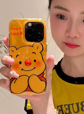 卡通黄色维尼熊适用苹果16手机壳iPhone15promax新款华为mate60荣耀vivos19可爱opporeno12小米14红米note13