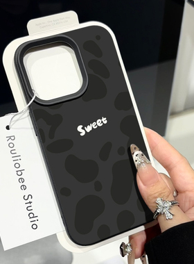 ins个性豹纹灰色块适用苹果16promax手机壳iPhone14女新款13皮质12简约潮11小众荔枝纹15Pro防摔14pro保护套