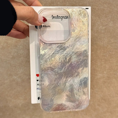 新款晕染渐变锡纸纹手机壳韩系