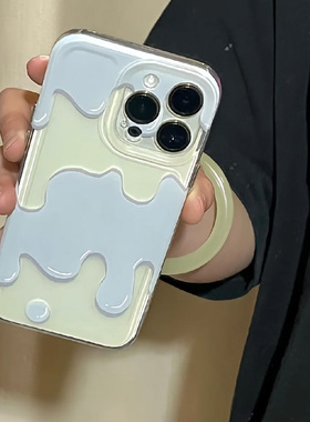 蓝色奶油适用苹果16pro手机壳iPhone15promax新款13华为mate60荣耀200防摔12小米14透明vivo全包oppo软壳k70