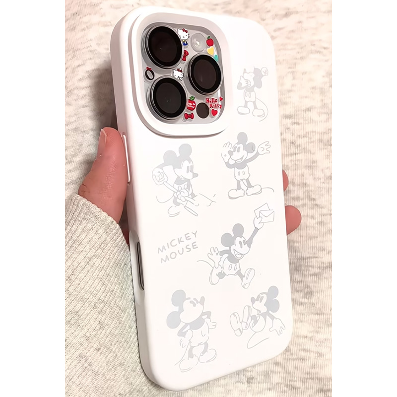 白色满屏米奇适用iPhone15promax手机壳苹果14pro新款16promax可爱卡通13趣味12保护套11硅胶防摔15plus软壳
