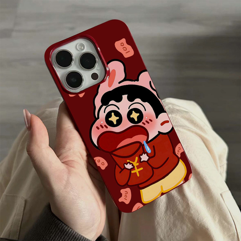 蜡笔小新红包适用iPhone16promax新款17手机壳苹果15pro可爱14promax创意13promax酒红果冻壳12全包11卡通17