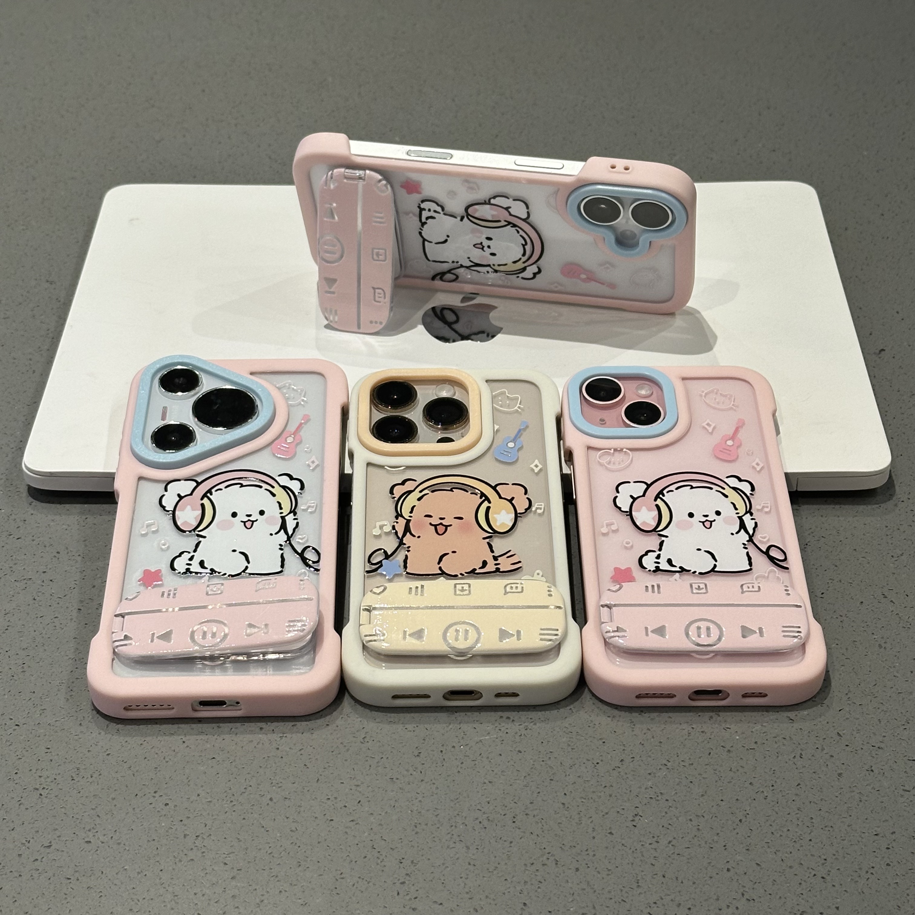 耳机小狗适用iPhone16promax手机壳苹果13pro新款15promax可爱16保护套小米14pro华为mate70高级感12撞色情侣