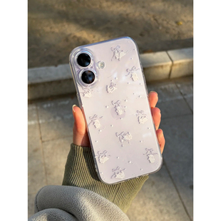 温柔小兔紫适用苹果17pro手机壳iPhone15promax新款 16promax华为p70荣耀300防摔13小米17pro透明vivoppo全包