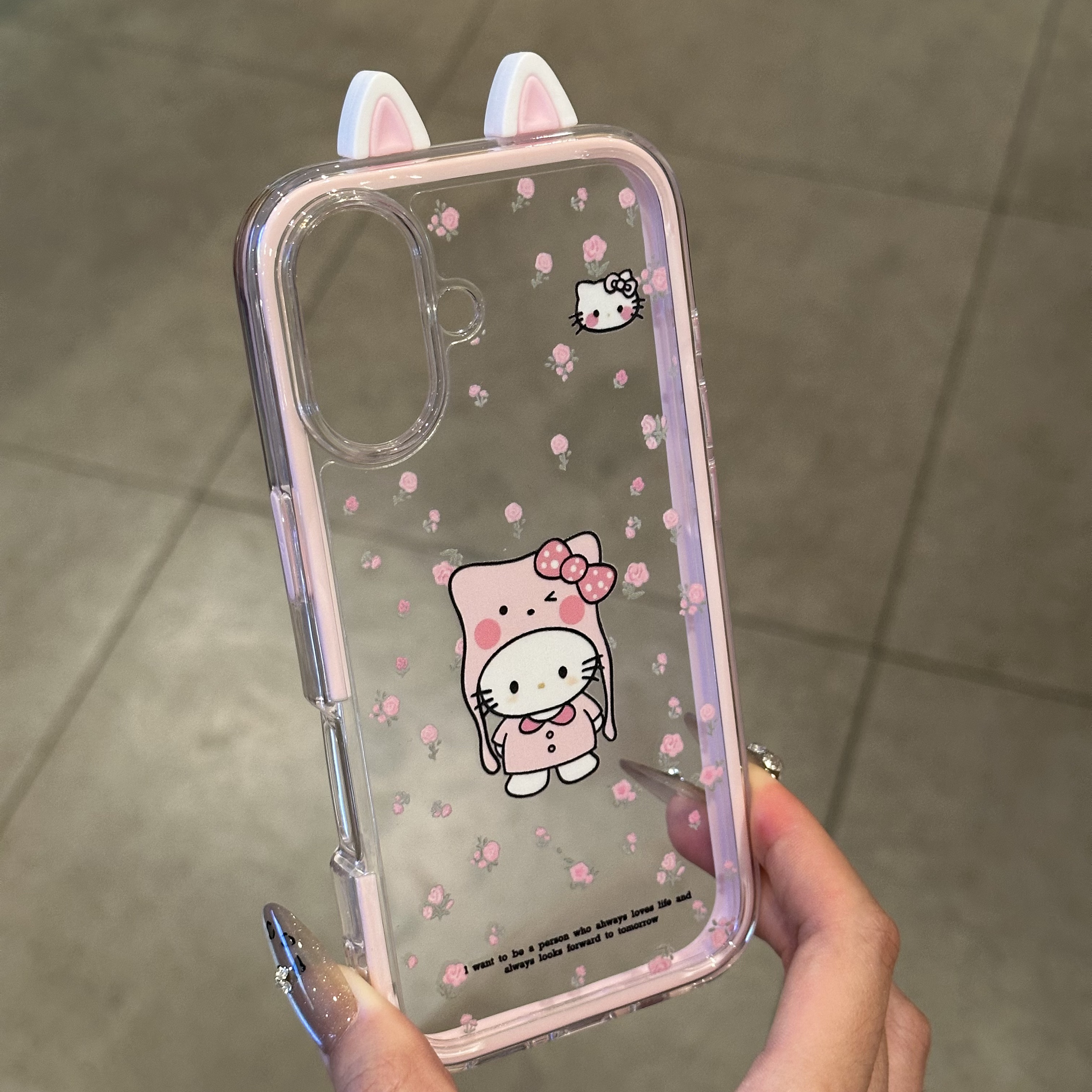 碎花kt猫适用苹果13手机壳iPhone16promax新款12华为mate70荣耀300耳朵vivos20日韩卡通oppo小米15红米turbo4