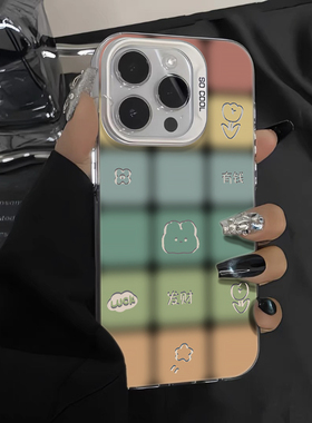 棋盘熊兔适用iphone15promax手机壳新款苹果14女款13/12保护套11华为MATE60荣耀90VIVOS18红米K70创意OPPOA72