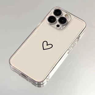 简约小爱心适用苹果13手机壳iPhone15promax新款 16华为mate60荣耀12防摔11小米14透明vivox100全包oppo软k70