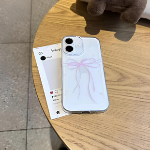 韩系甜美蝴蝶结适用苹果17手机壳iPhone15promax新款 16pro华为p70荣耀300防摔13小米14透明vivoppo全包12软11