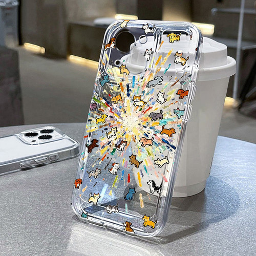 满屏爆炸狗适用苹果17手机壳iPhone15promax新款16pro华为p70荣耀300防摔13小米14透明vivoppo全包软壳findx8