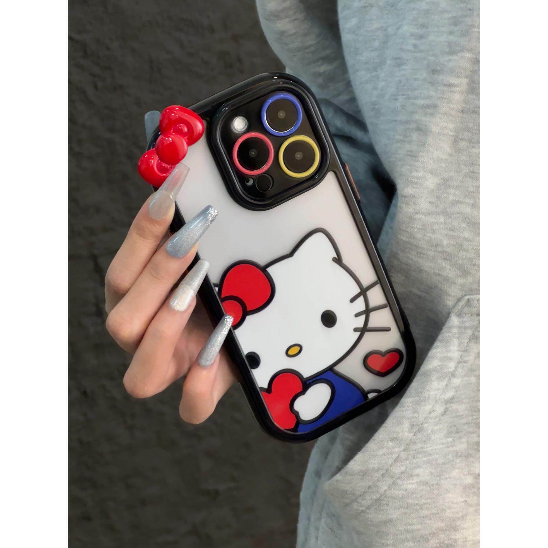 高颜值KT猫奶油壳适用苹果16pro手机壳iPhone15promax新款12/p70华为mate60荣耀200女vivooppo小米14红米k80