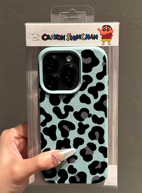 ins甜酷黑色豹纹适用苹果16promax手机壳iPhone14女新款13皮质12时尚个性11小众荔枝纹15Pro防摔14pro保护套