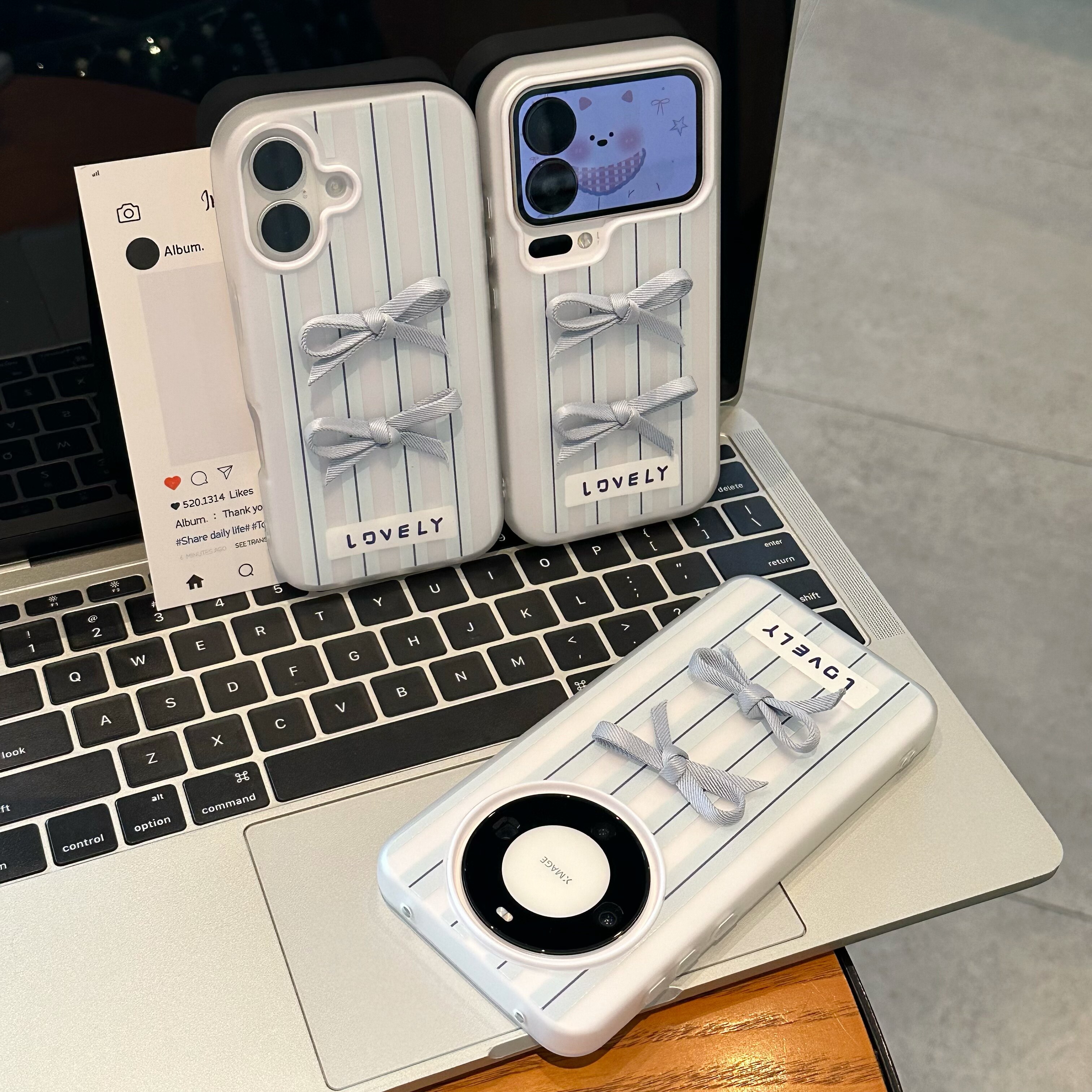 蓝蝴蝶结适用iPhone17promax手机壳苹果15promax清新14pro软壳16promax果冻二合一12创意13防摔11小米17软壳