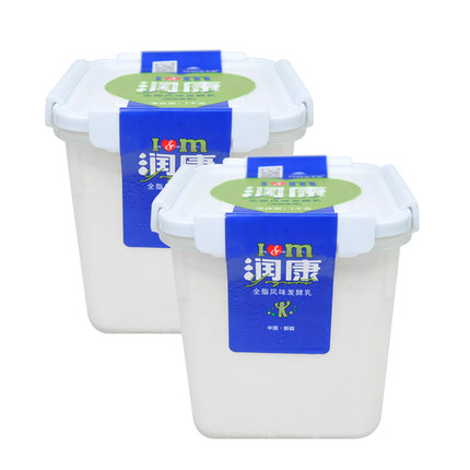 天润新疆牛奶低温润康方桶1kg*2大桶酸奶酸奶原味老酸奶新鲜terun