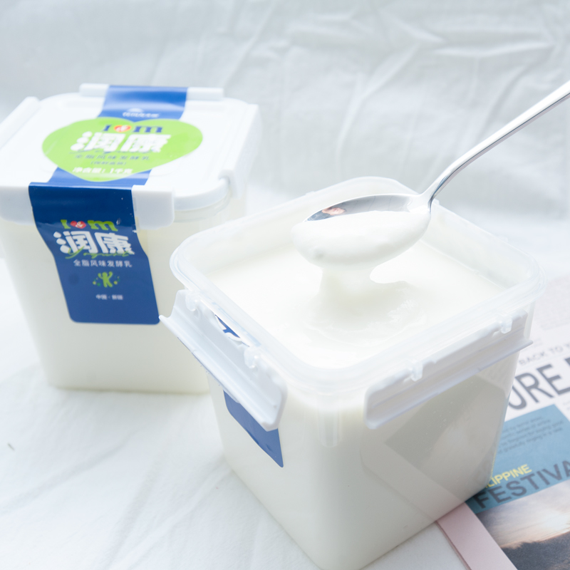 新鲜terun天润新疆牛奶低温润康方桶酸奶原味老酸奶1kg*2大桶酸奶-封面