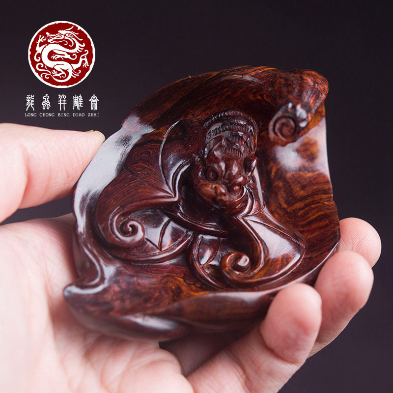 紫油梨纳福雕刻文玩手把件图片