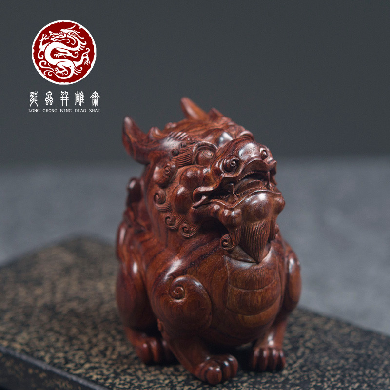【华艺】海南黄花梨老油梨貔貅手把件湘工大师雕刻男士把件小摆件