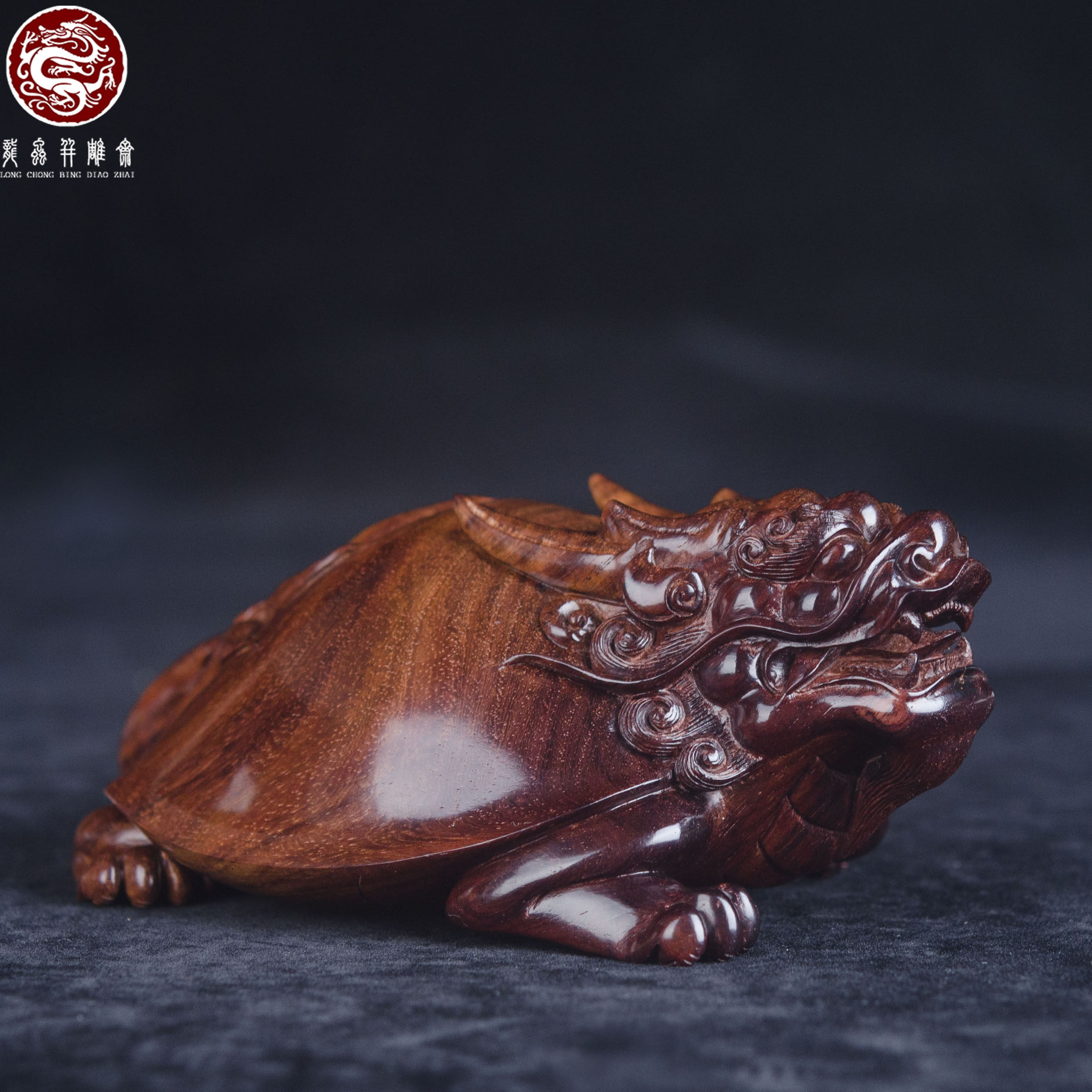 【沉水级】海南黄花梨龙龟摆件渐变色老料湘工名师作收藏送礼孤品