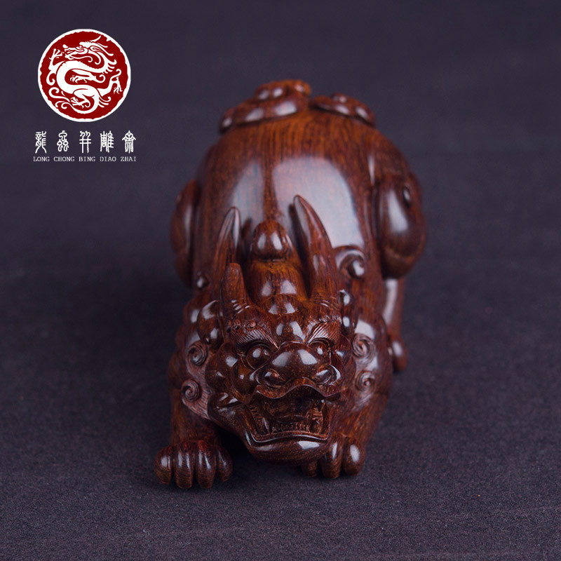 【孤品】海南黄花梨紫油梨貔貅手把件湘工男士把件盘玩红木摆件