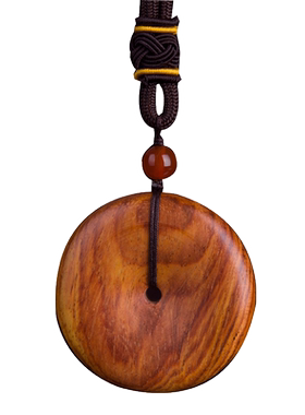 海南黄花梨平安扣鬼脸纹吊坠