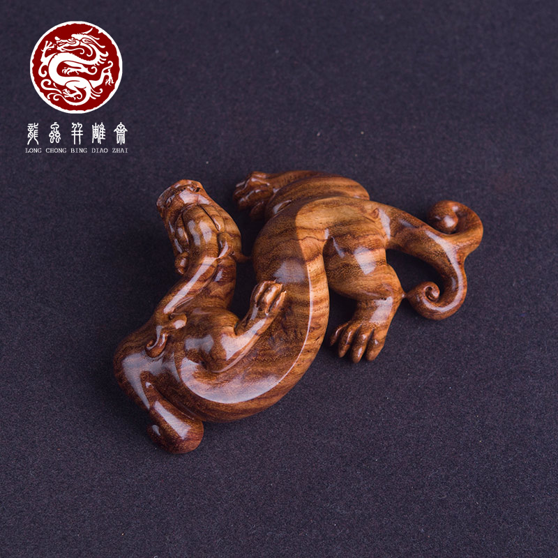 海南黄花梨螭龙摆件老油梨湘工文玩盘玩家居吉祥雕件高档红木送礼