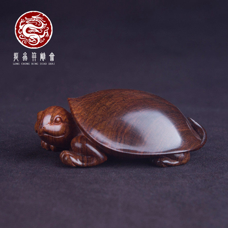 海南黄花梨乌龟手把件老料水波纹湘工作品家居吉祥摆件长辈送礼