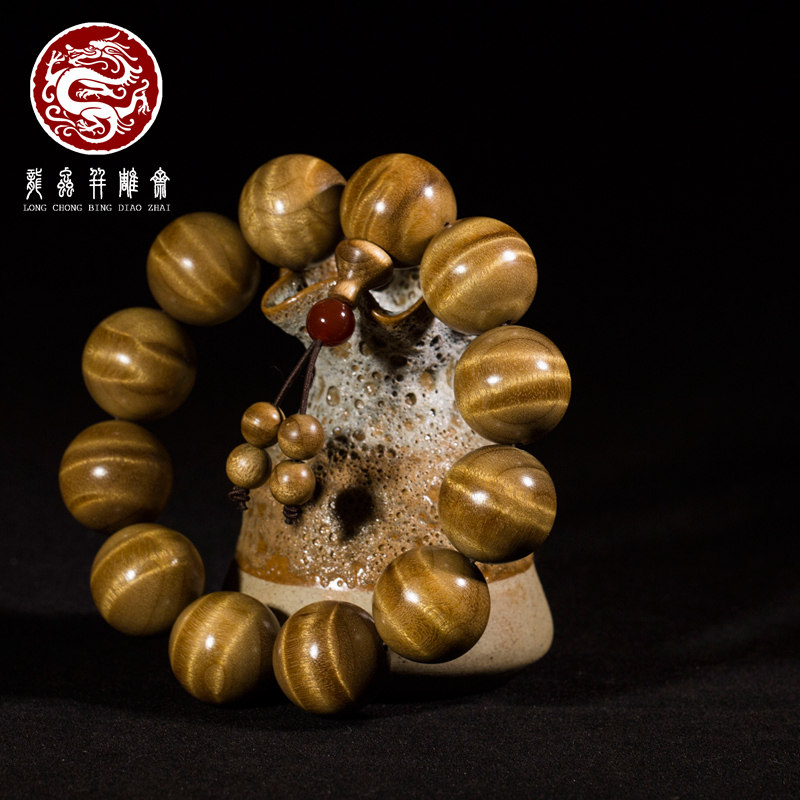 【流动波】四川金丝楠木手串水波纹小叶桢楠料佛珠2.0老料男文玩