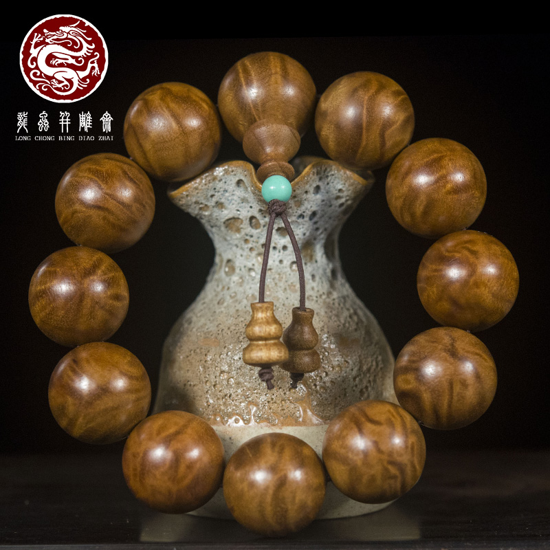 龙虫并雕斋金丝楠木龙胆纹手串