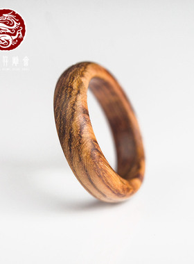 海南黄花梨木戒指老料虎皮鬼脸纹手作复古简约求婚戒指情侣对戒