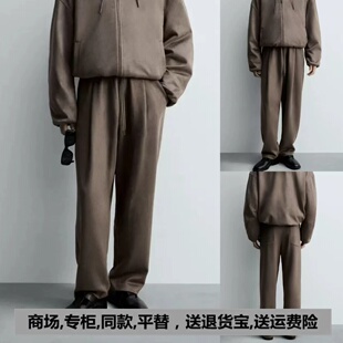 3046385 3046 反绒皮效果宽松阔腿系带褶休闲长裤 男装 832 385新品
