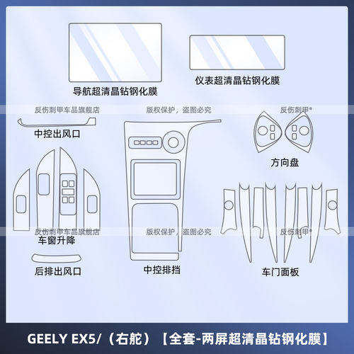 适用于右舵Geely EX5/alaxyE5/eMas7内饰中控屏幕钢化膜改装配件
