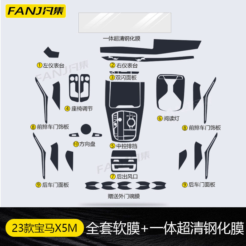 适用于24款宝马X5M/X6M内饰膜 中控显示屏幕钢化保护贴膜用品配件