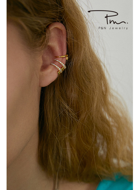 pn无痛耳夹式耳钉无耳洞女气质酷假耳环耳饰高级感欧美设计耳骨夹