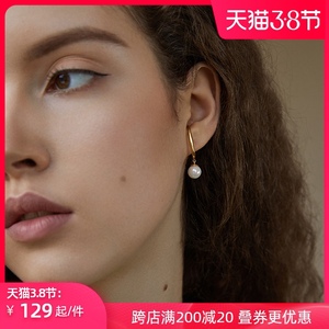 PN耳夹式无耳洞耳环女耳饰纯银可夹法式复古高级感耳骨夹珍珠耳挂