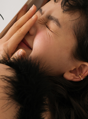 PN耳夹式无耳洞耳钉耳环女纯银小巧无痛气质耳饰茶系高级感耳骨夹